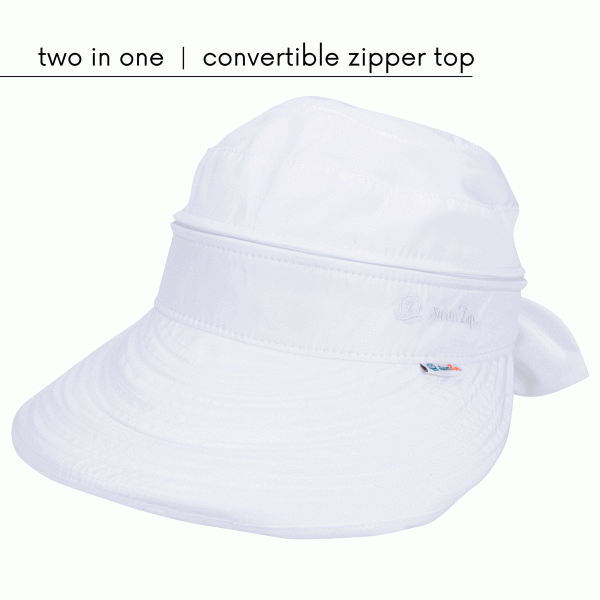 Women s Zip Off Adjustable Sun Visor + Sun Hat - White Discount - Image 5