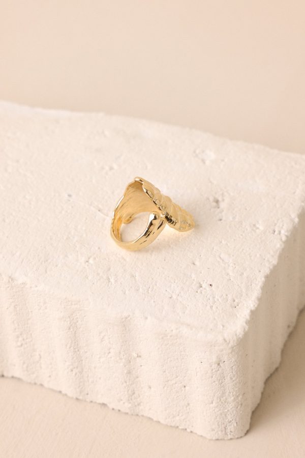 Feathered Thoughts Gold Textured Ring For Cheap - Image 3