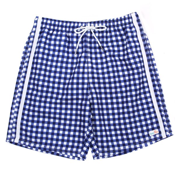 Boys Swim Trunks Boxer Brief Liner (Sizes 6-14) -  Navy Gingham  Cheap
