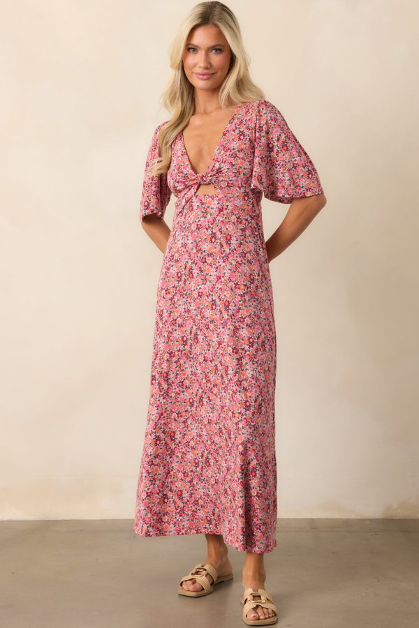 Z Supply Mavis Dulce Rose Mauve Floral Midi Dress on Sale - Image 3