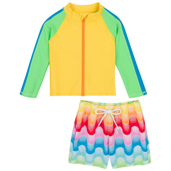 Boys Long Sleeve Zipper Rash Guard and Swim Trunk Set |  Surf s Up  Discount