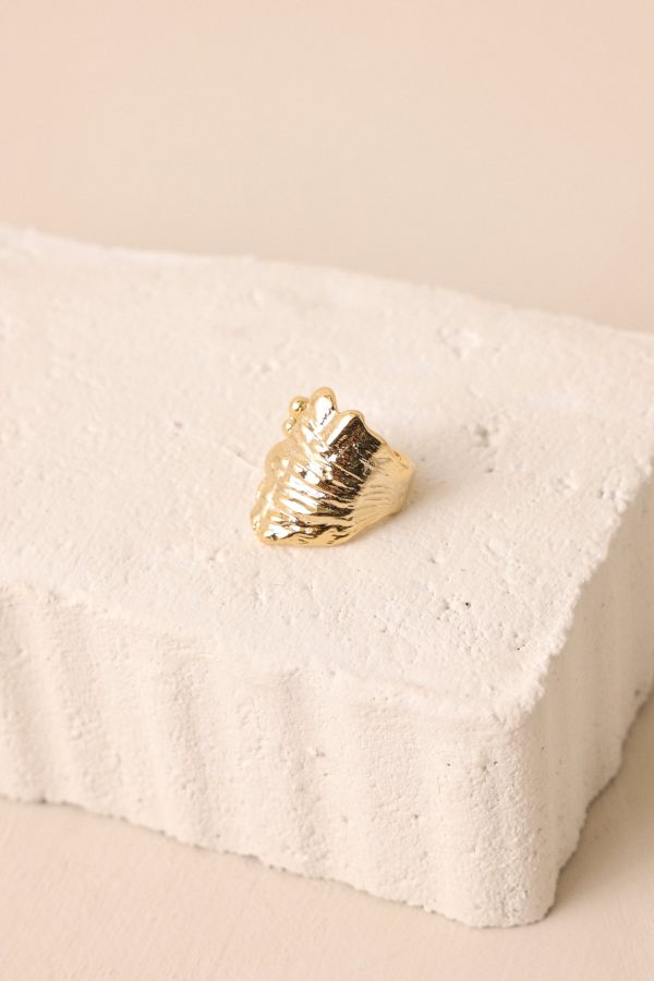 Feathered Thoughts Gold Textured Ring For Cheap