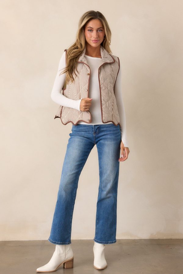 Drifting Branches Chocolate Stripe Quilted Vest Online Hot Sale - Image 2