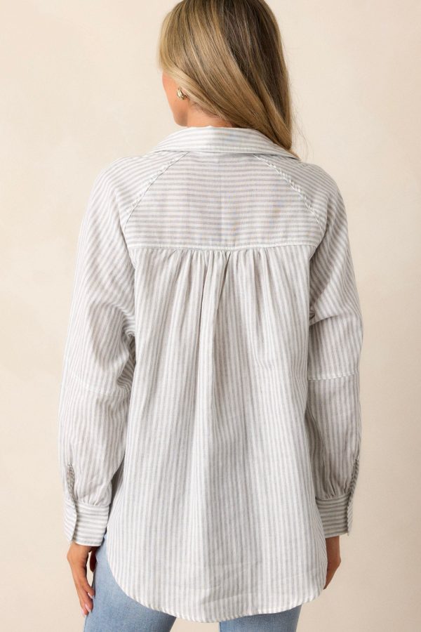 Timeless Flow Cotton Grey Button Front Top Online now - Image 5