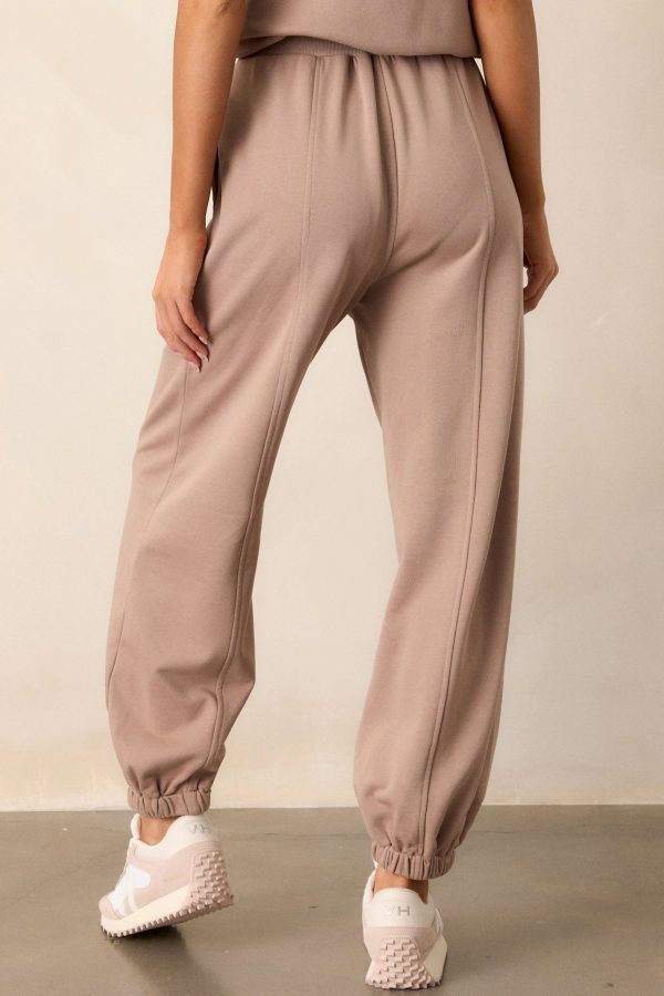 Almost Forever Cotton Light Mocha Joggers For Cheap - Image 5