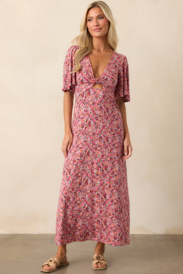 Z Supply Mavis Dulce Rose Mauve Floral Midi Dress on Sale - Image 4