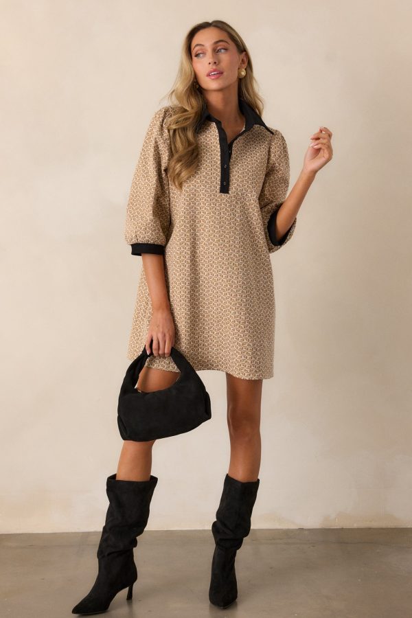 Depths Of Gold Honey Jacquard Mini Dress Discount - Image 4