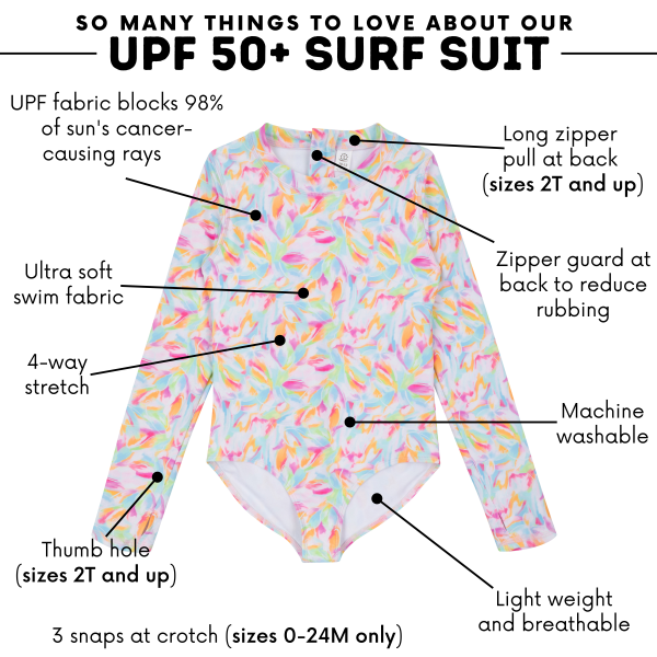 Girls Long Sleeve Surf Suit (One Piece Bodysuit) |  Petals  Cheap - Image 4