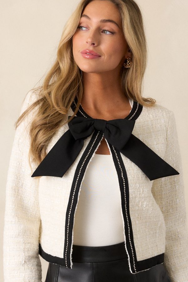 A Dance In The Moonlight Ivory Tweed Jacket Online Sale - Image 3