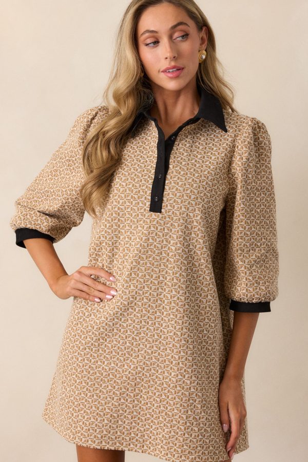Depths Of Gold Honey Jacquard Mini Dress Discount
