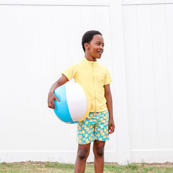 Boys Swim Trunks Boxer Brief Liner (Sizes 6-14) -  Lemons  For Cheap - Image 2
