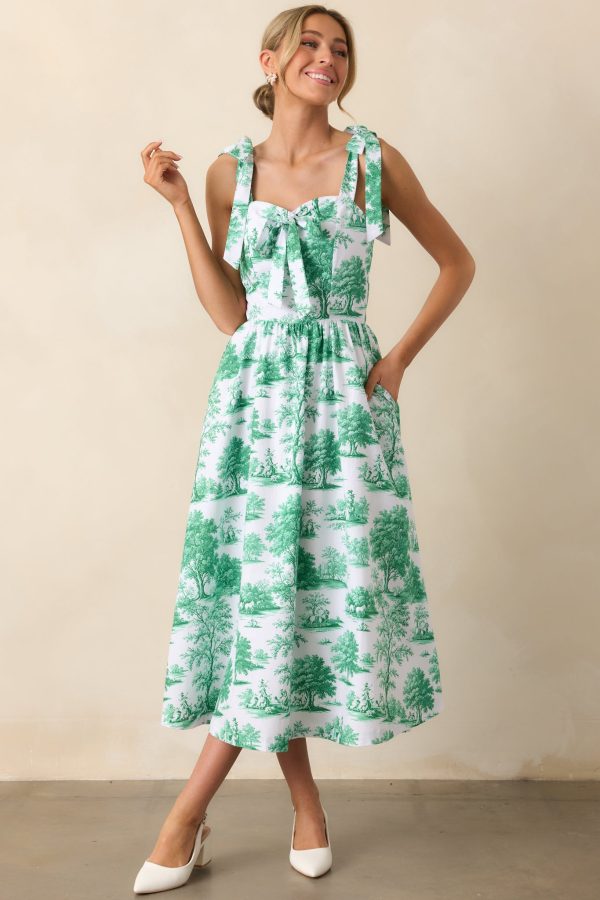 Juli Anna Eden Green Toile Midi Dress Discount - Image 5