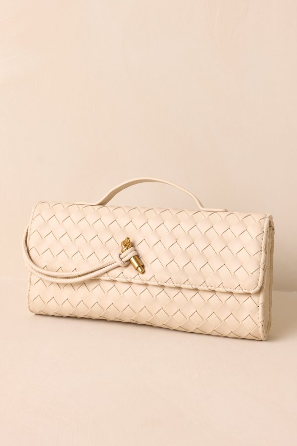 Midnight Sun Ivory Woven Clutch For Cheap