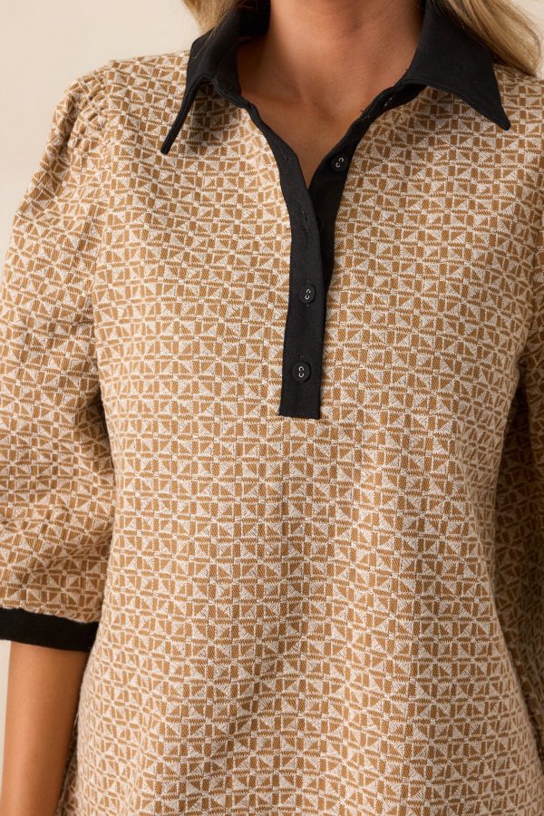 Depths Of Gold Honey Jacquard Mini Dress Discount - Image 2