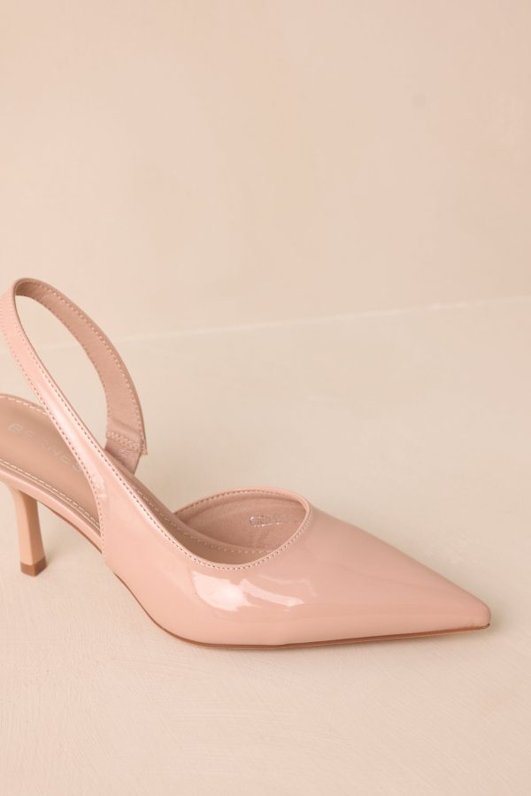 Meant To Be Mine Beige Slingback Kitten Heels Hot on Sale - Image 5