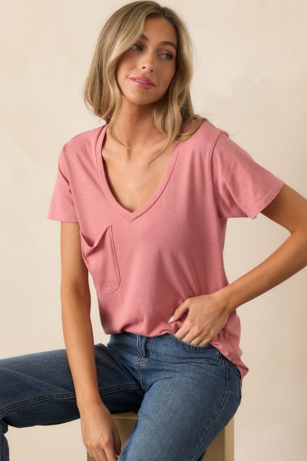 Z Supply Rosebud Pink Pocket Tee Supply