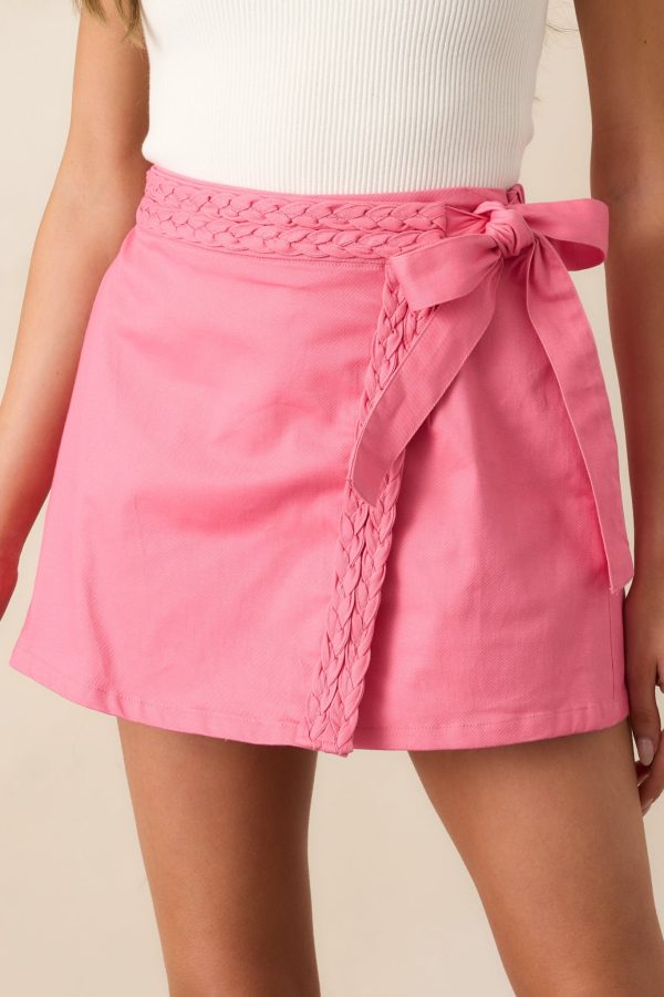 On The Move Pink Braided Mini Skort Fashion - Image 2