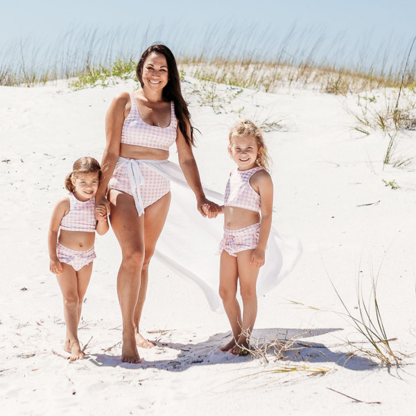 Women s Scoop Neck Bikini Top |  Pink Gingham  on Sale - Image 5