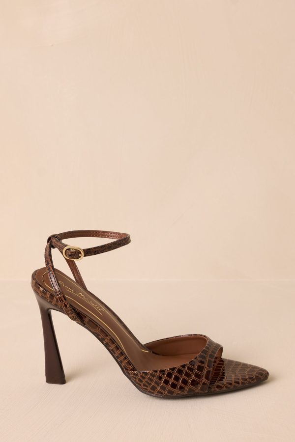 Chasing Perfection Dark Brown Pointed-Toe Ankle Strap Heels Cheap - Image 3