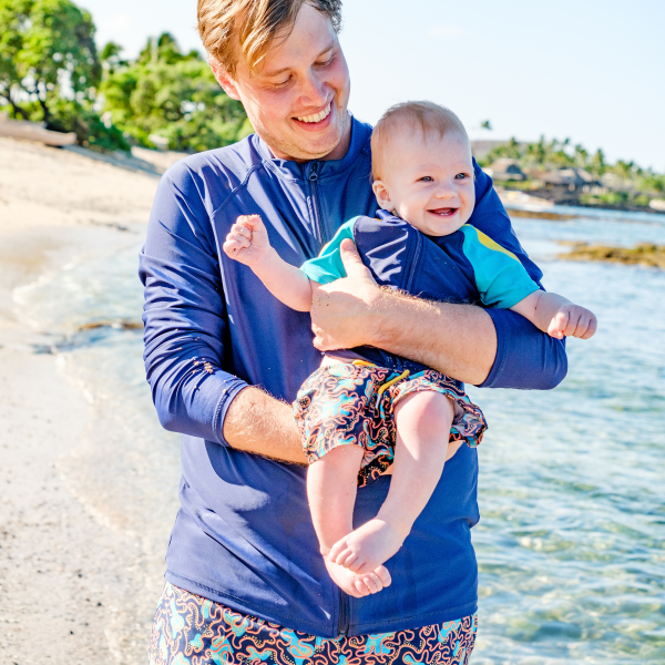 Boys Short Sleeve Zipper Rash Guard and Swim Trunk Set |  Deep Dive  For Discount - Image 2