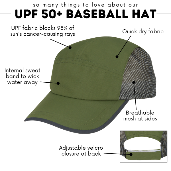 Adjustable UPF Baseball Hat - one-size fits all | Olive For Sale - Image 5