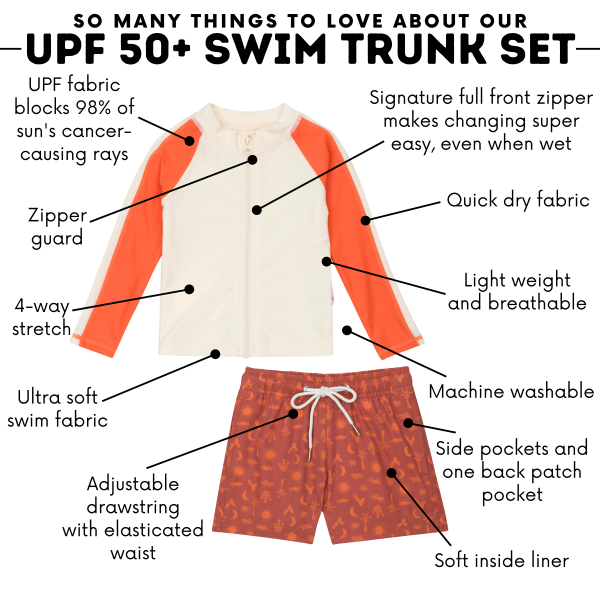 Boys Long Sleeve Zipper Rash Guard and Swim Trunk Set |  Desert  Supply - Image 4