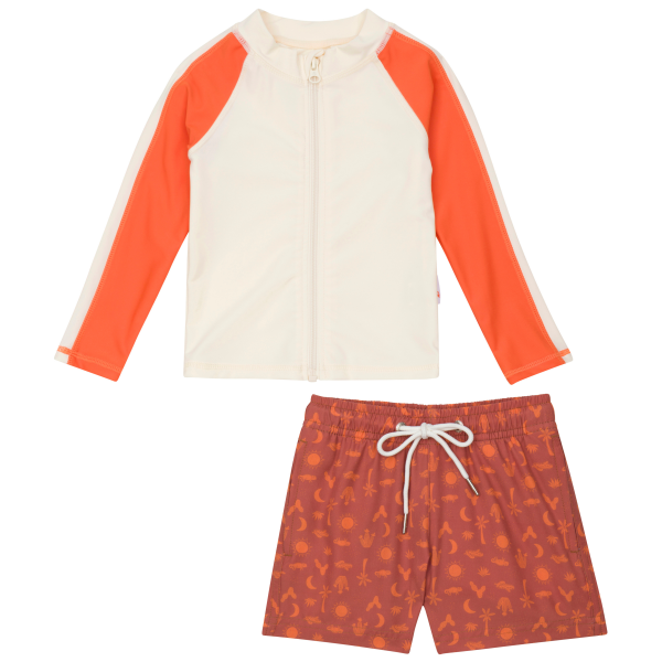 Boys Long Sleeve Zipper Rash Guard and Swim Trunk Set |  Desert  Supply